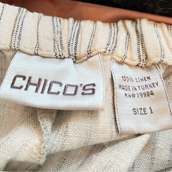 Chico's Wide Legged Linen Striped Pants size 1 - Picture 6 of 8